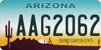 AZ license plate AAG2062