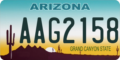 AZ license plate AAG2158