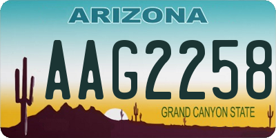 AZ license plate AAG2258
