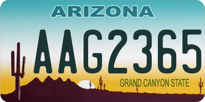 AZ license plate AAG2365