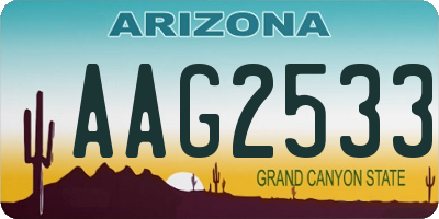 AZ license plate AAG2533