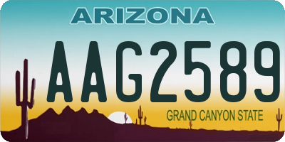 AZ license plate AAG2589