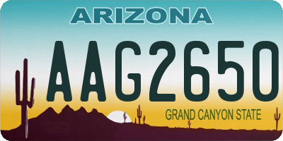 AZ license plate AAG2650