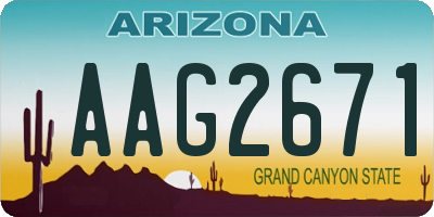AZ license plate AAG2671