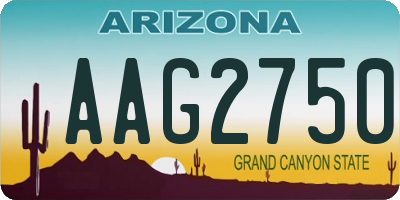 AZ license plate AAG2750