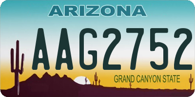 AZ license plate AAG2752