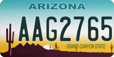 AZ license plate AAG2765