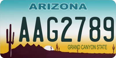 AZ license plate AAG2789