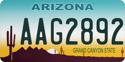 AZ license plate AAG2892