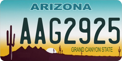 AZ license plate AAG2925