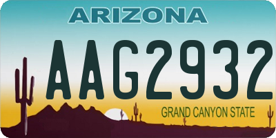 AZ license plate AAG2932