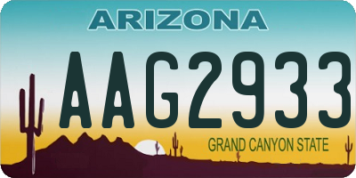 AZ license plate AAG2933