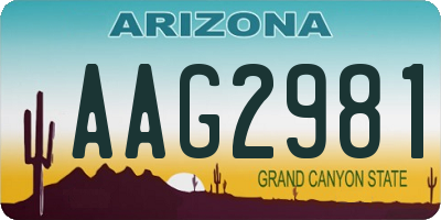 AZ license plate AAG2981