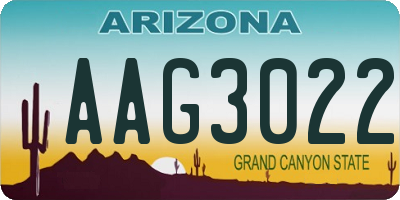 AZ license plate AAG3022