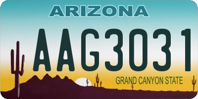 AZ license plate AAG3031