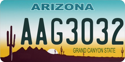 AZ license plate AAG3032