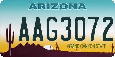 AZ license plate AAG3072