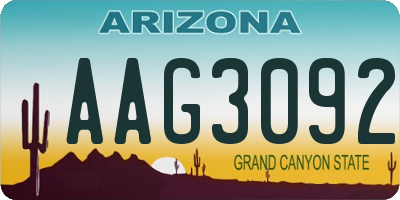 AZ license plate AAG3092