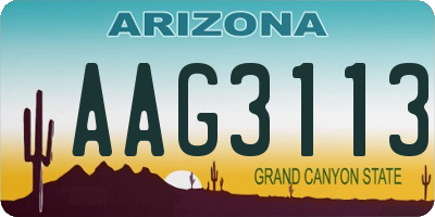 AZ license plate AAG3113