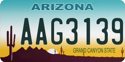 AZ license plate AAG3139