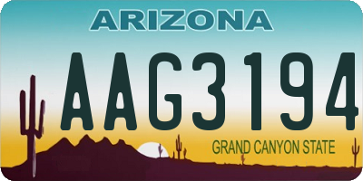 AZ license plate AAG3194