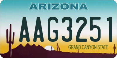 AZ license plate AAG3251