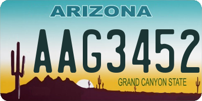 AZ license plate AAG3452