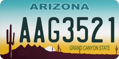 AZ license plate AAG3521