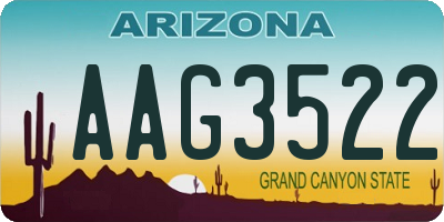 AZ license plate AAG3522