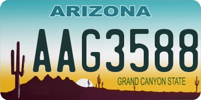 AZ license plate AAG3588