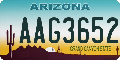 AZ license plate AAG3652