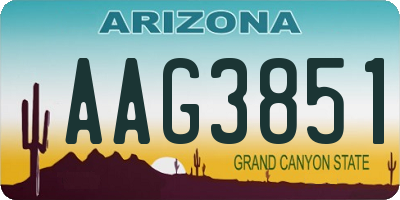 AZ license plate AAG3851