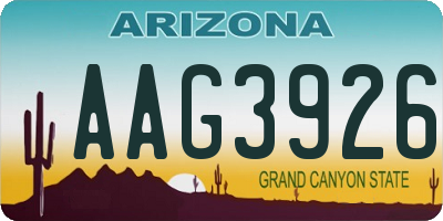 AZ license plate AAG3926