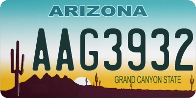AZ license plate AAG3932