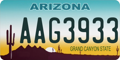 AZ license plate AAG3933
