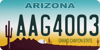AZ license plate AAG4003
