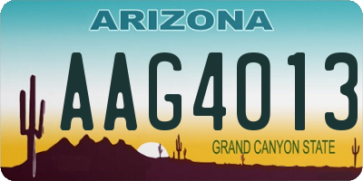 AZ license plate AAG4013