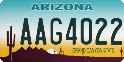 AZ license plate AAG4022