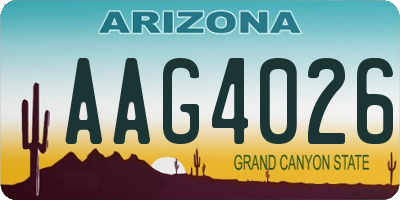 AZ license plate AAG4026