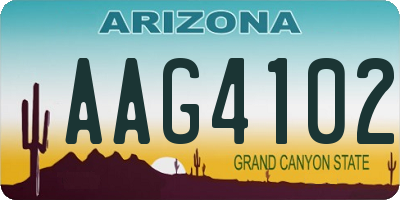 AZ license plate AAG4102