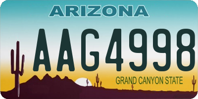 AZ license plate AAG4998