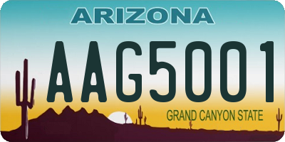 AZ license plate AAG5001