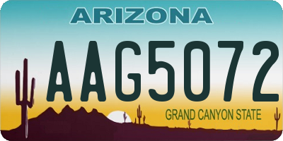 AZ license plate AAG5072