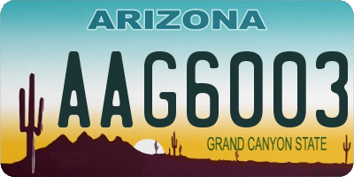 AZ license plate AAG6003