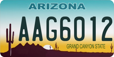 AZ license plate AAG6012