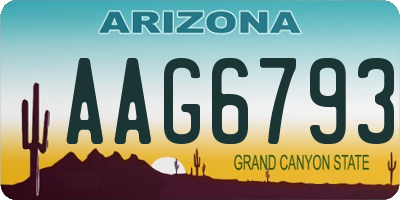 AZ license plate AAG6793