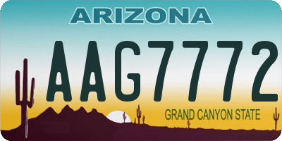 AZ license plate AAG7772