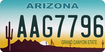 AZ license plate AAG7796