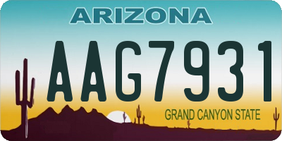 AZ license plate AAG7931