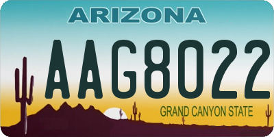 AZ license plate AAG8022